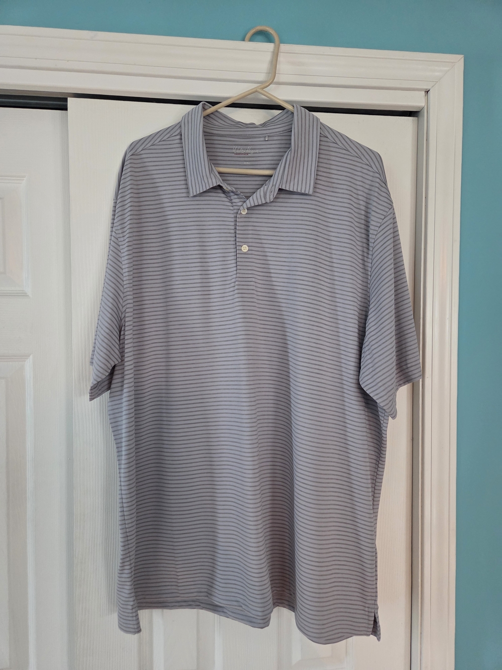 Men's Walter Hagen Gray Striped Polo Size XXL